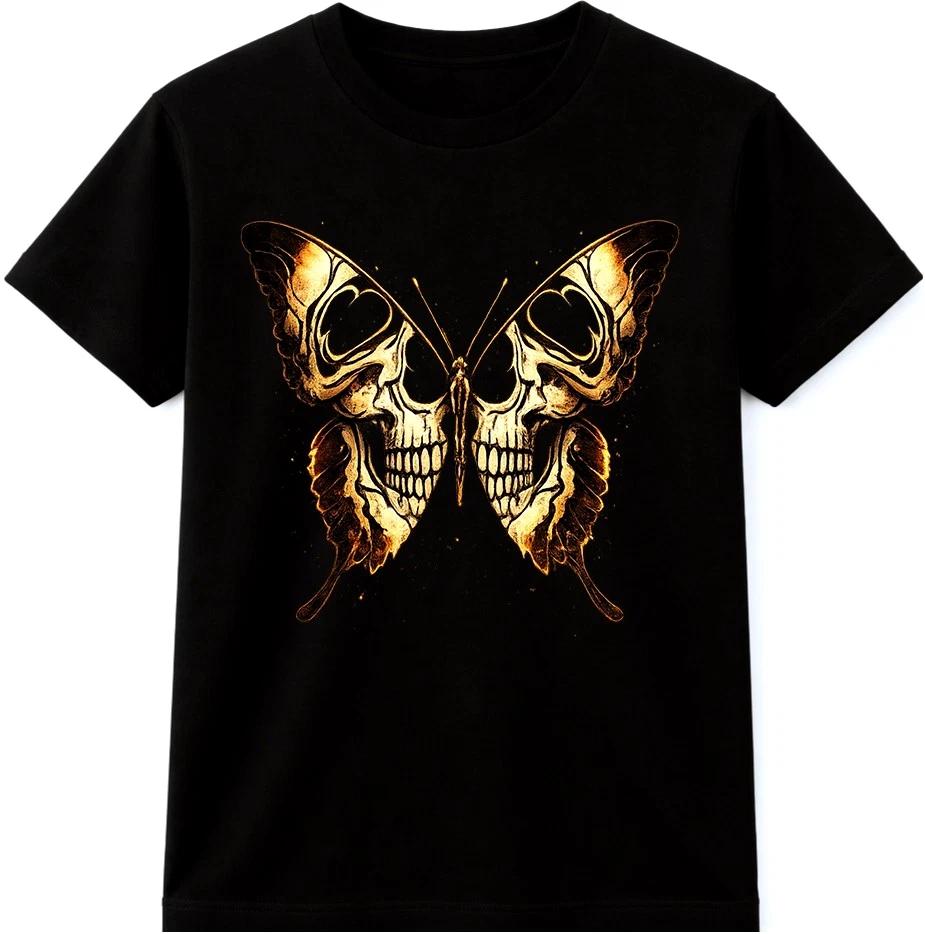 Butterfly Skull T Shirt Gothic Insect Dark Art Vintage Graphic Tee S