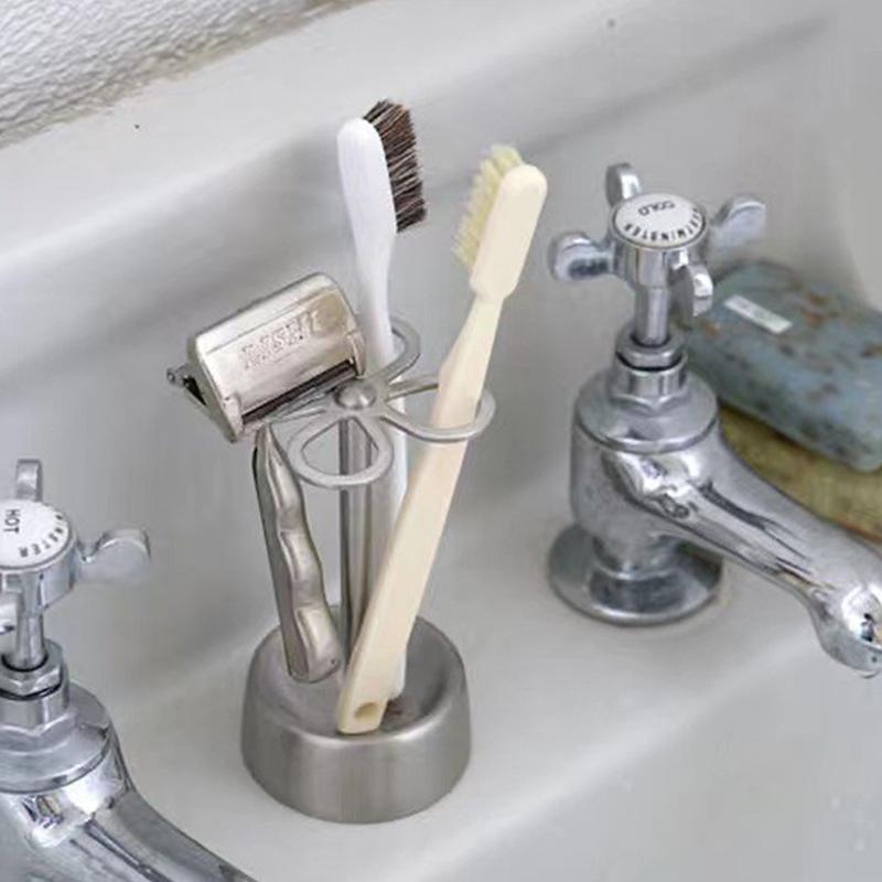 Stainless Steel Toothbrush Stand Toothpaste Holder Home Storage Organizer Kitchen Rack Bathroom Accessories Lazy Tube Squeezer