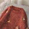 2025 Women's Gold Sweaters Ulzzang Vintage College Deer Embroidery Sweater Female Thick Cute Loose Harajuku Clothing