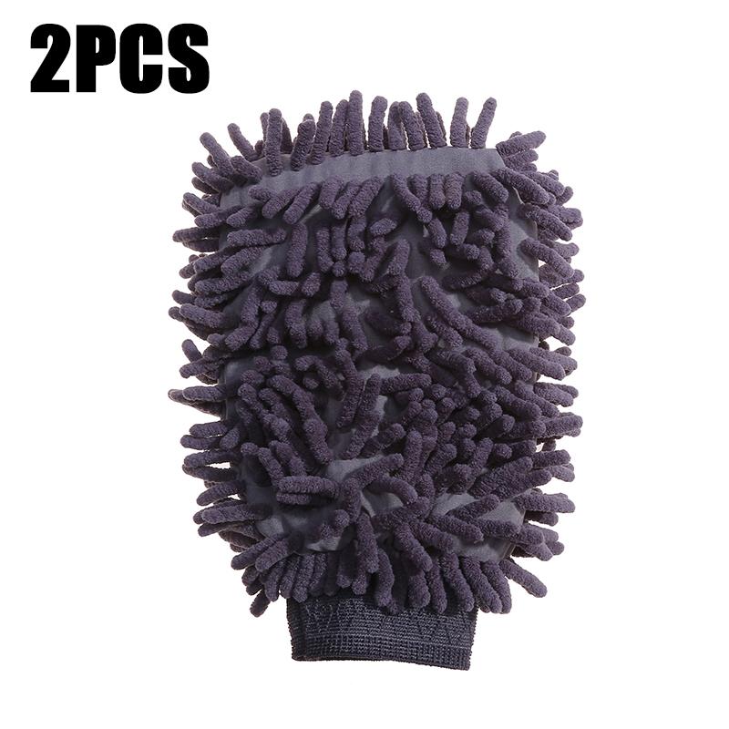 1/2PCS Chenille Plush Gloves for Car Cleaning Thickened Doublesided Car Cleaning Tools Ultrafine Fiber Car Washing Gloves