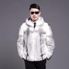 Casaco de pele de vison masculino casaco de grama de pele de vison inteiro capuz de vison fino encaixe moda zíper jaqueta curta casual