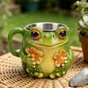 Large Capacity Elegant Drinking Cup Frogs And Florals Designs Coffee Mug With Handle For Home Or Offices Use
