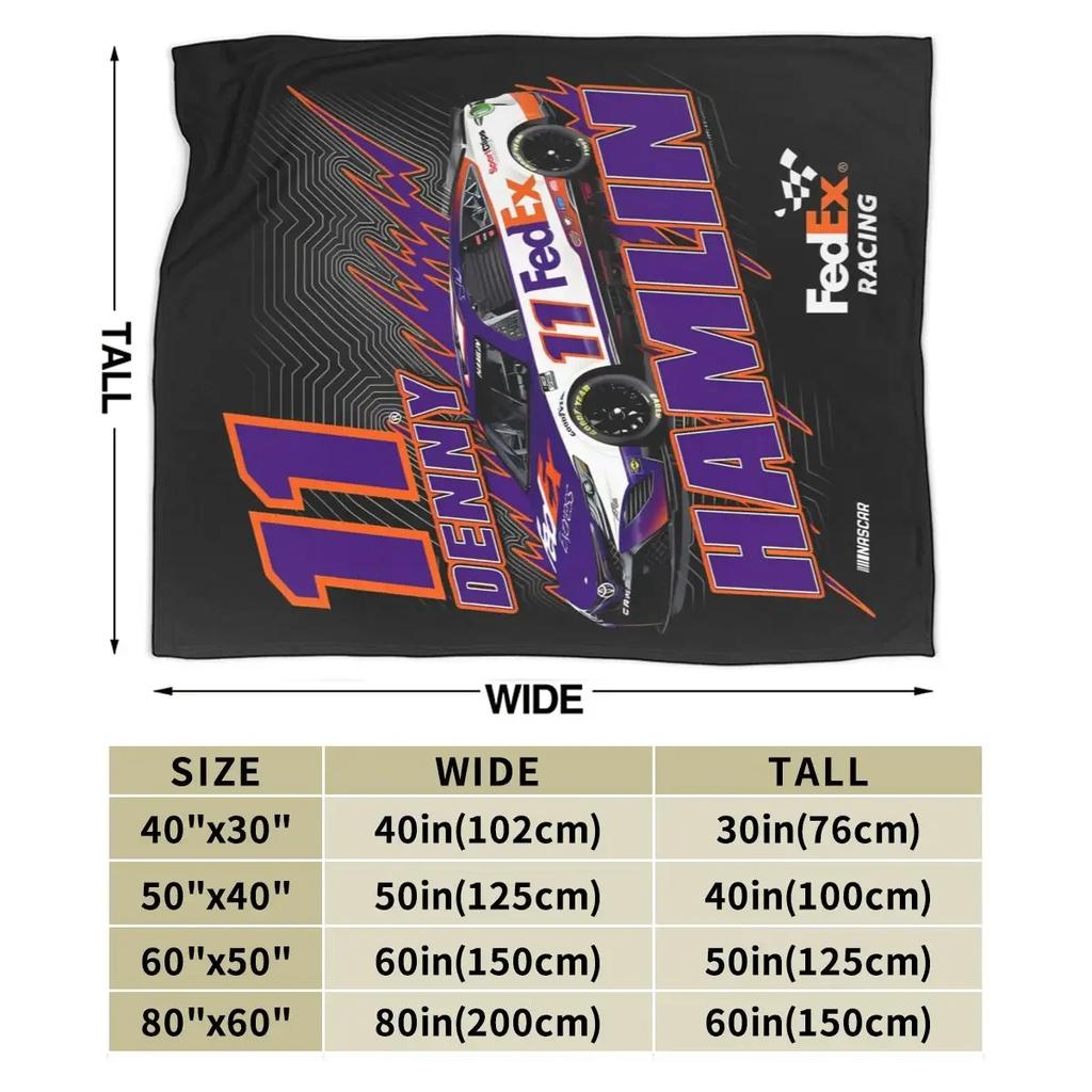 Denny Hamlin 11 All Season Fleece Blanket Throw Ultra Soft Flannel Blanket Digital Printed Premium Fluffy Microfiber Fleece