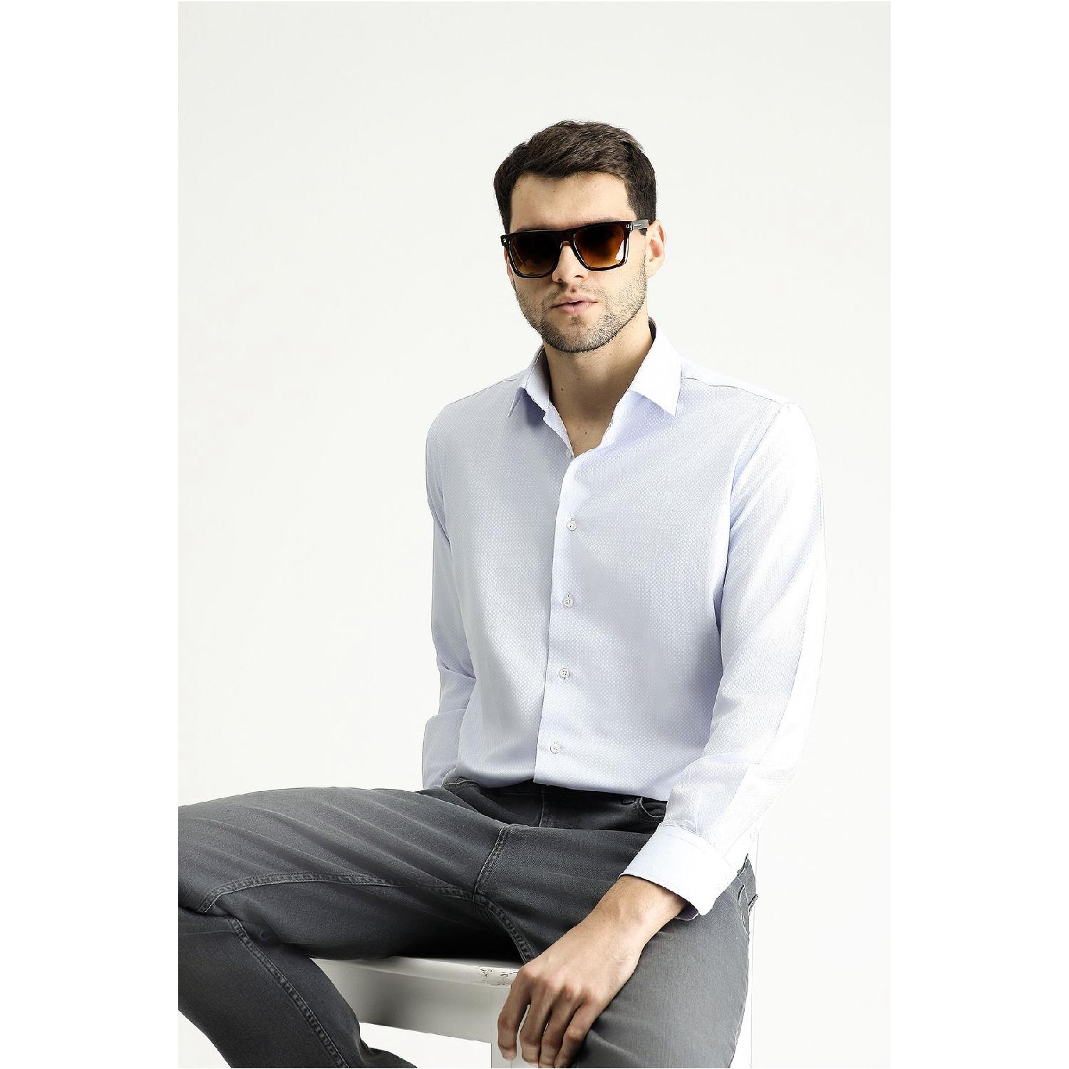 

Хлопковая рубашка с длинным рукавом и классическим рисунком L