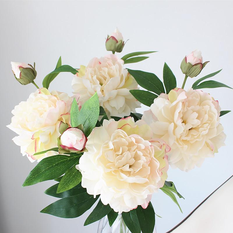 Peony Silk Flower Arrangement - Artificial Floral Decoration for Living Room and Dining Table