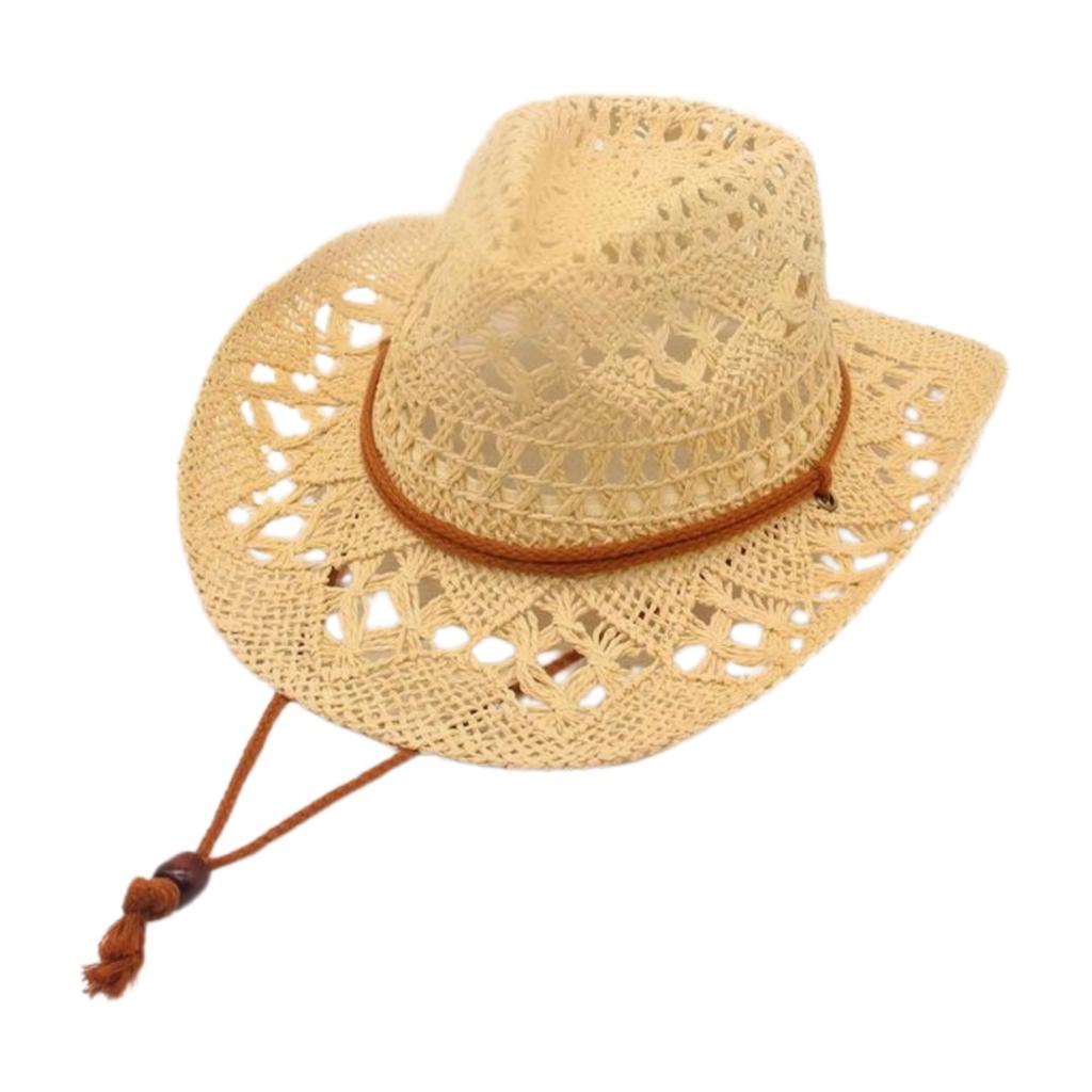 Hollow Breathable Spring And Summer Windproof Sun Hat Simple Travel Beach Travel Cowboy Straw Hat