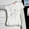Fake Two Piece Striped Patchwork Long Sleeve Tshirt Harajuku Vintage Casual Hooded Top  All-match Y2k Grunge Tee