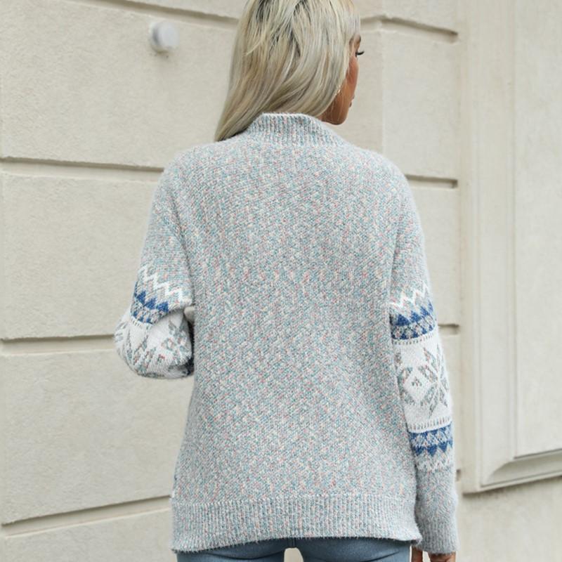 Autumn Winter Women Mock Neck Sweaters Fashion Female Long Sleeve Knitwear New Lady Christmas Tops Knitted Warm Pullovers