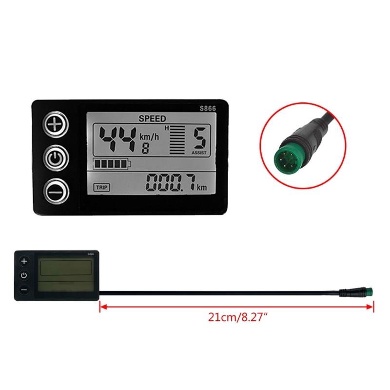 Elektrisk sykkelskjerm 24V/36V/48V vanntett LCD-skjerm S866 kontrollpanel Dashboarddisplay for elsykkelscooter