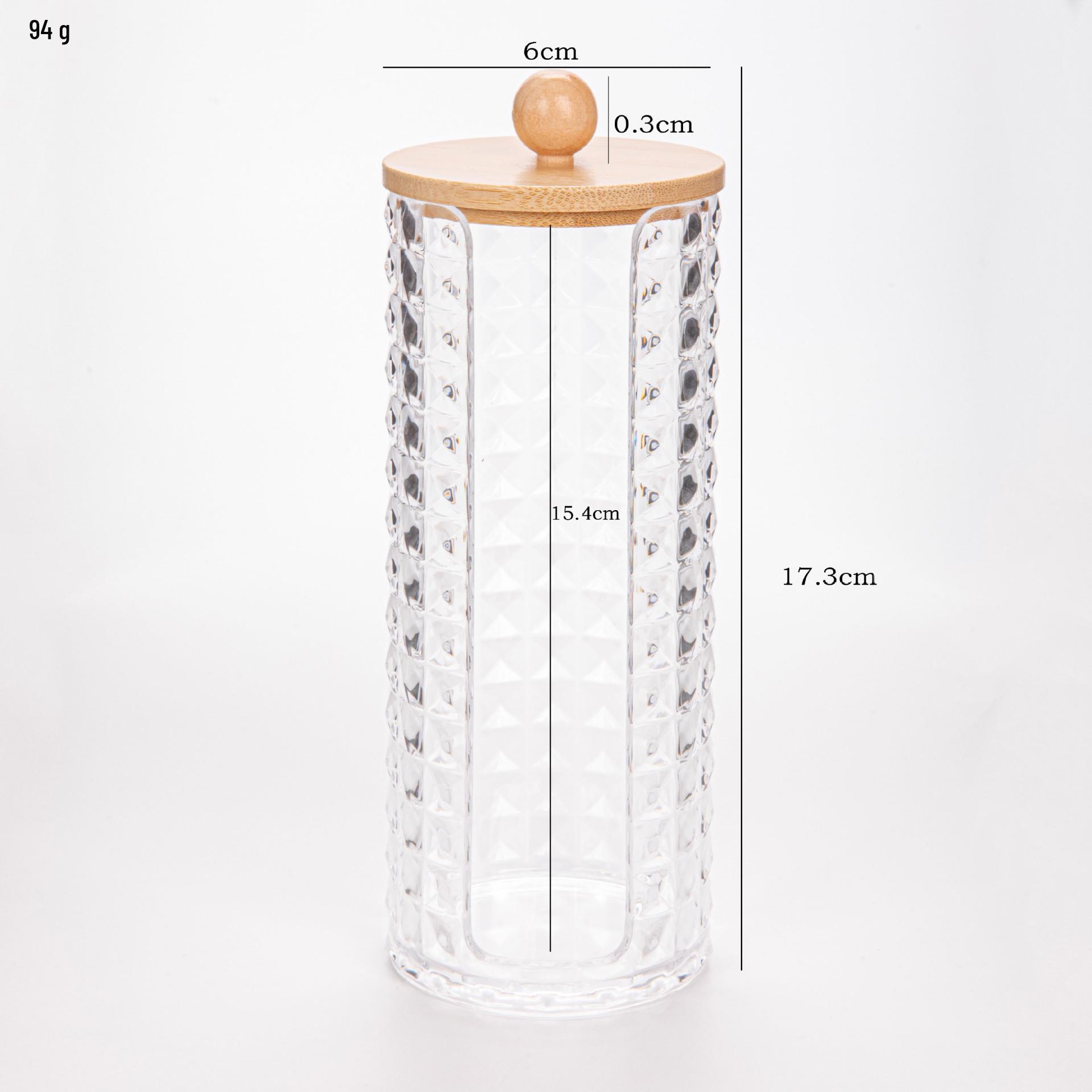 Прозрачный держатель для ватных палочек с ромбовидным узором - крышка из бамбука переносная круглая косметическая коробка для хранения 930₽