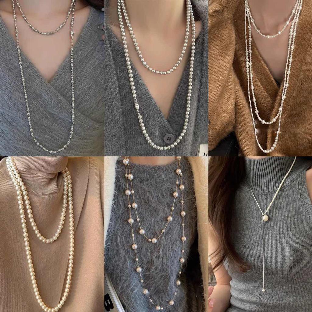 Fashionable Floral Geometric Necklace with a Light Luxury Style Sweater Chain and French Retro Accessories