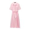 European & American Spring 2025 French Waist-Cinching Slimming Goddess Shirt Dress
