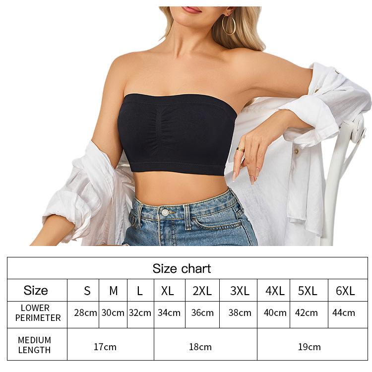 Women's Cross-Border Strapless Bandeau with Removable Pads and Extended Sizes