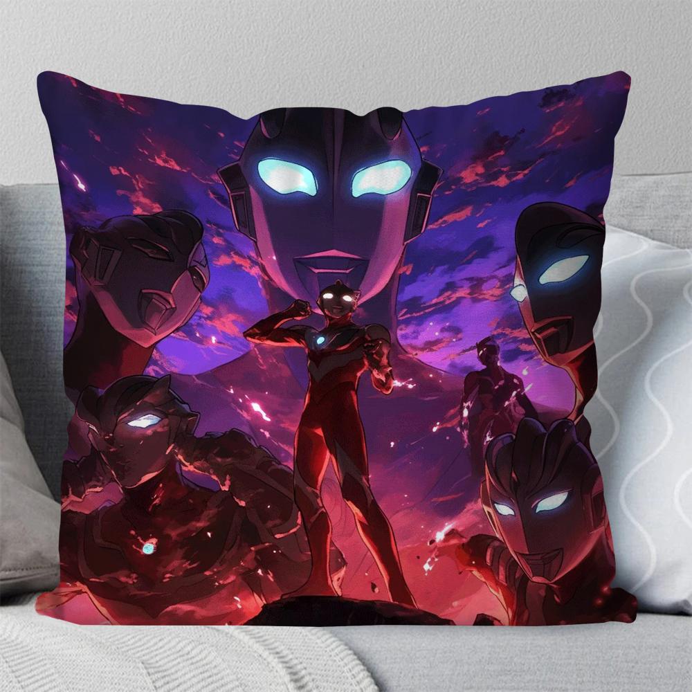 

1pc U-Ultraman Animated Hero Pillow Case Square PillowBedroom Sofa Leisure Comfort Cushion Car Living Room Home Decoration 40X40 16x16Inch