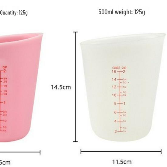 Silicone Measuring Cup with Scale, 250ml-500ml, for Baking and Liquid Batter.