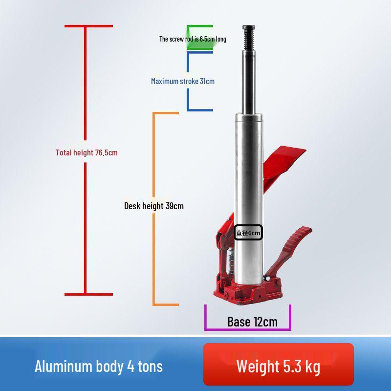 3-Ton Foot-Operated Hydraulic Jack for Small Cars and SUVs, Vertical Type, with Diamond Drill Stand.