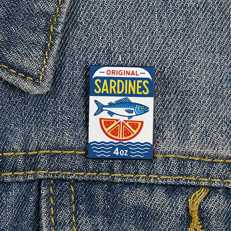 Sardine Can Art Enamel Pin Creative Cartoon Fish Brooch Cute Lapel Badge for Backpack Jacket Hat DIY Accessory