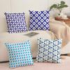Blue and White Geometric Cushion Cover Short Plush Doublesided Print Square Throw Pillow Covers Sofa Home Cushion Decor