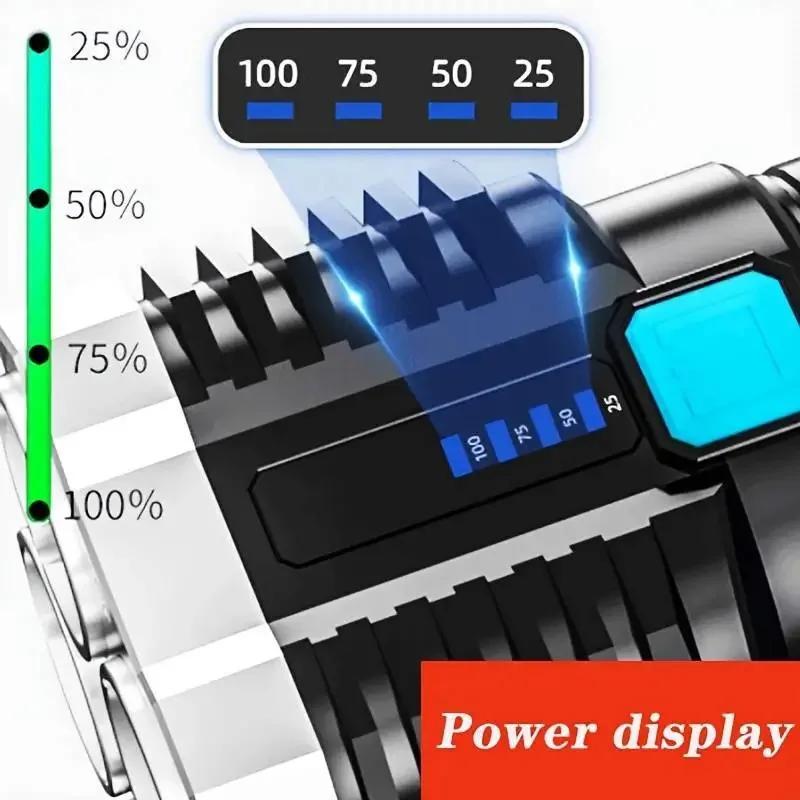 High Power 4 LED Flashlight Rechargeable Torch Protable Spotlights Camping Waterproof COB Side Light For Outdoor Hand Lantern
