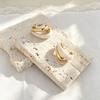 Retro Hong Kong Style Drip Oil Stainless Steel Earrings - High-End Fashionable Design