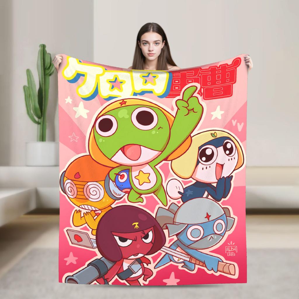 Classic Comedy Anime Keroros Frog Blanket  Travel Flannel Throw Blanket For Couch Chair Super Soft Design Quality Bedspread Gift