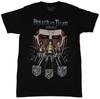 Attack On Titan Adult New T-Shirt - The Survey Corps Trio Under Titan Face Pic