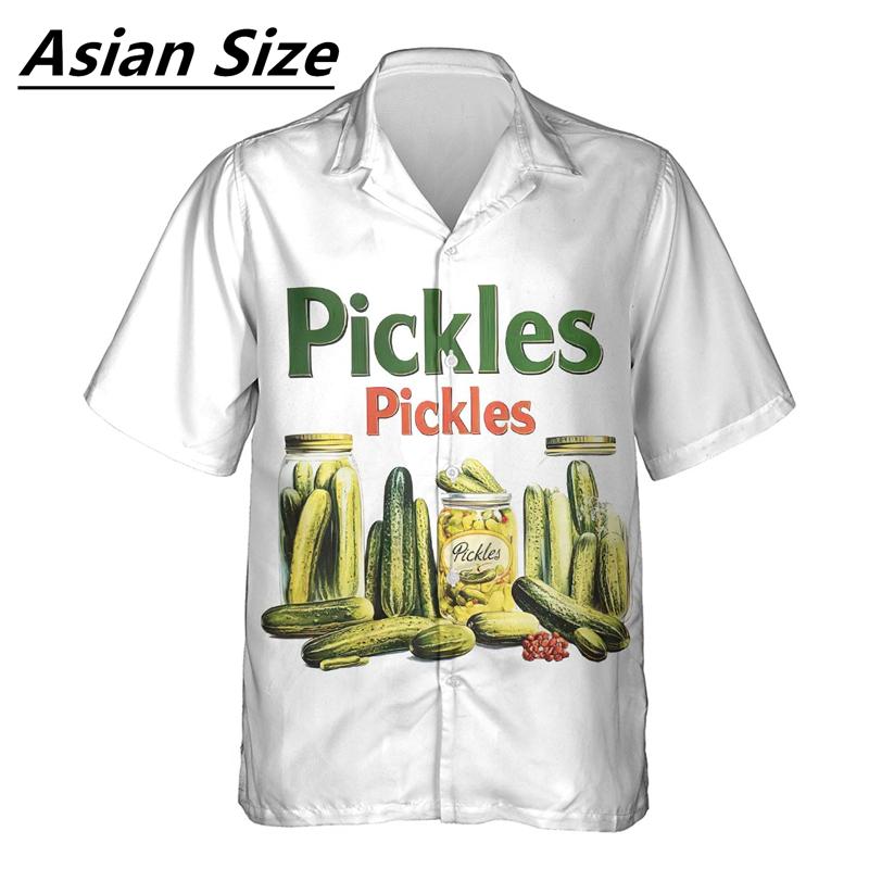 Lustiges Essiggurken-Muster Hemden Sommer Mode Kurzarm Persönlichkeit 3D Gedruckte Bluse Locker Streetwear Harajuku Hemd