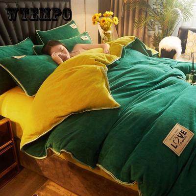 Thickened Milk Quilt Cover Double-sided Flannel Bedding Crystal Quilt Cover Pillowcase Bedding