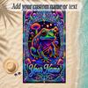 Frog Theme Soft Beach Towel Personalized Custom Name Text Towel Portable for Beach Pool Travel