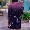 Women Plus Size V Neck Long Sleeve Butterfly Printed Fitted Straight Dress