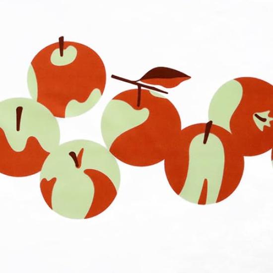 Some No Anbo Tenugui Hand Tokuoka Made In 35cm X 100cm (Japanese Towel) "Iro Ringo" (Colored Apple), Hand-dyed, 100% Cotton, Weave, Japan,