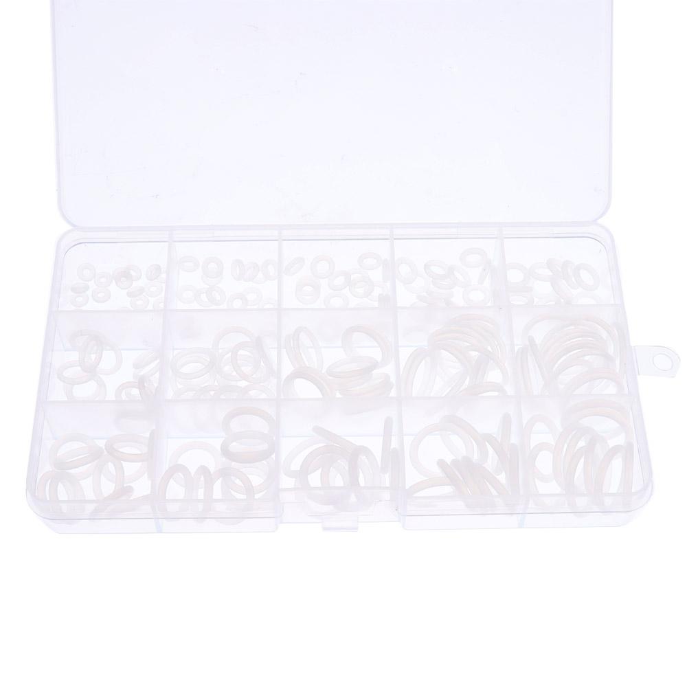 225PCS Clear Rubber O Ring Set Food Grade Silicone Sealing Gasket Washers  Air or Gas Connections