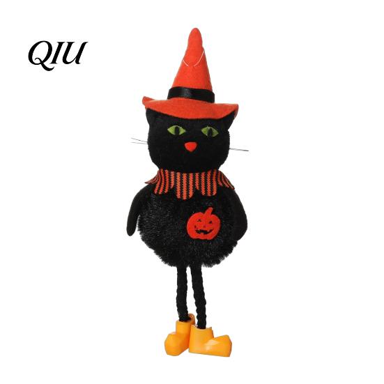 Halloween Collectible Doll Plush Pom Hanging Decoration, Pumpkin/Ghost/Black Cat/Witch Durable Ornament for Tree, Porch, Window Indoor Outdoor