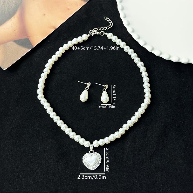 3pcs/set Fashion Heart-shaped Pendant Necklace Earrings Set Holiday Parties Daily Wear Women's Resin Jewelry Accessories Gifts