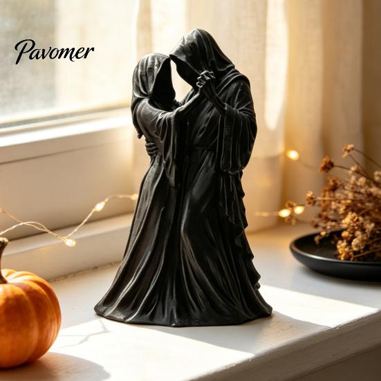 Niche Gotische Verzamelingen Dansend Lijkwade Man en Vrouw Beeldje, 3D Geprint Gehuifd Skelet Spookachtige Cadeaus Standbeeld, Donkere Esthetiek Tafelblad Decoratie,