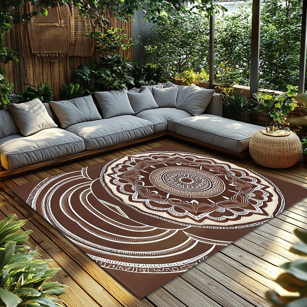 Round Area Rug Bohemian Carpet Non-Slip Floor Mat Living Room Bedroom Decor Modern Abstract Pattern Home Accent Rugs Stylish Flo