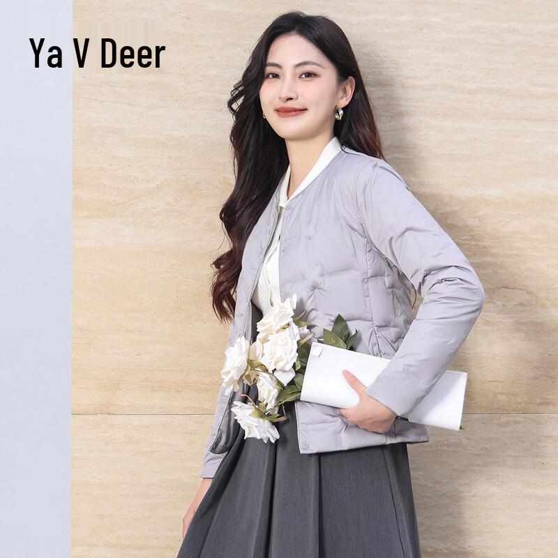 Yalu Women s V-Neck Lightweight 90% Duck Down Jacket M