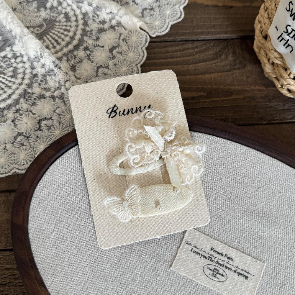 Apricot Lace Bow Hairpin Cute Rabbit Love Hair Accessories Sweet French Headwear Girls Kids Hair Accessories