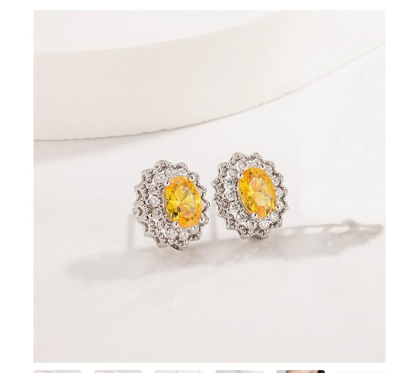 Oval Cut Natural Yellow Citrine 925 Sterling Silver Princess Diana Stud Earring for Women Luxury Gemstone Jewelry Wedding Gift серебряный