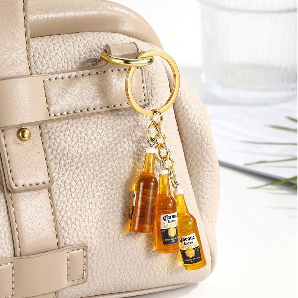 Mini Wine Bottle Keychain 3D Resin Bottle Bag Pendant Beer Bottle Charm Couple Family Keychain Pendant