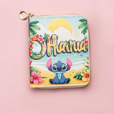 Portefeuille petit à fermeture éclair courte Anime Stitch sac à cartes mignon portefeuille à impression photo sac à main