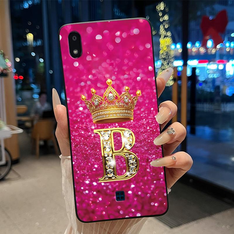 

Phone Case For LG K20 (2019) Bumper Silicone Black Case Fashionable and Luxurious Crown Letter Printed Shockproof Soft Cover LG K20 (2019)