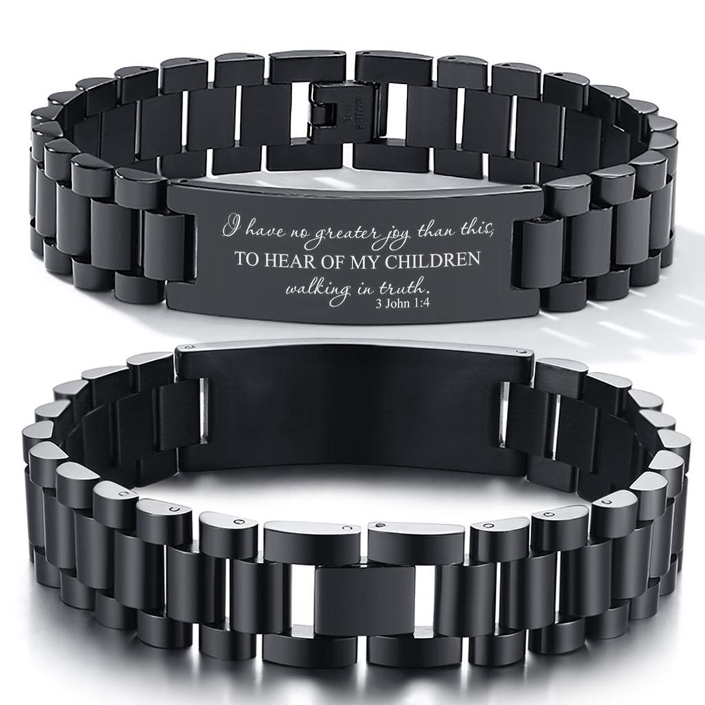 Vnox Assorted Bible Verse Bracelets for Men,Engraved Religious Scripture Quote Wristband,Faith Prayer Christian ID Bracelet Gift