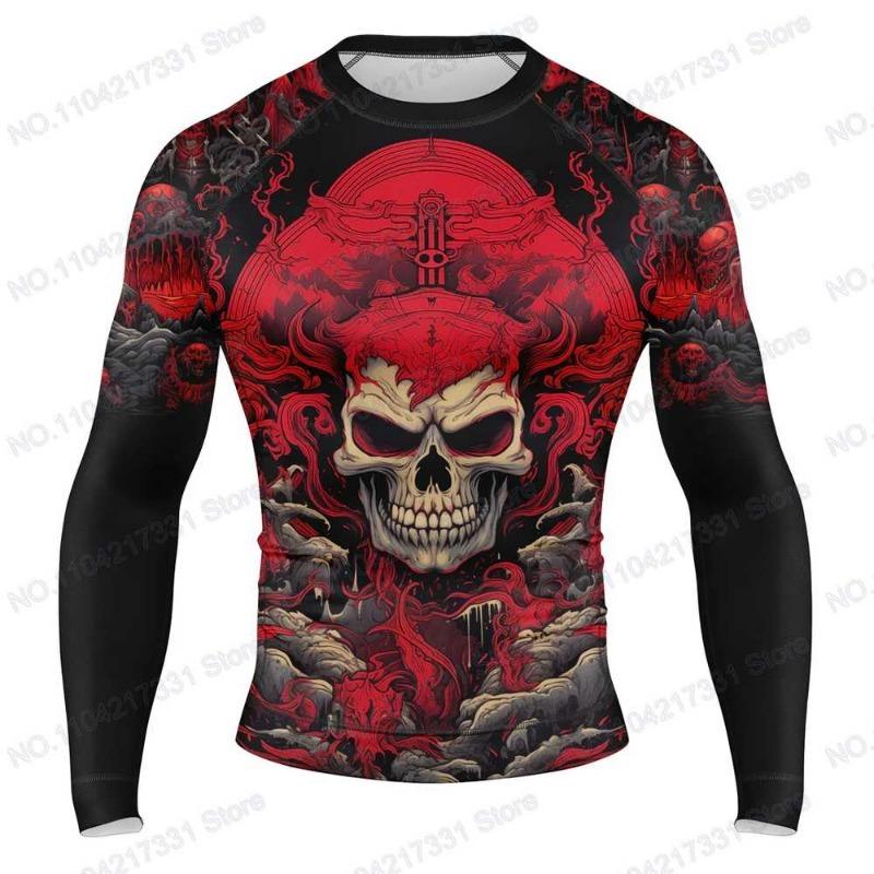 Majora Mask Diving T-Shirt Tight Long Sleeve Rash Guard BJJ MMA Swimwear Men Surf Clothing Beach Floatsuit Women GYM Tops Sports