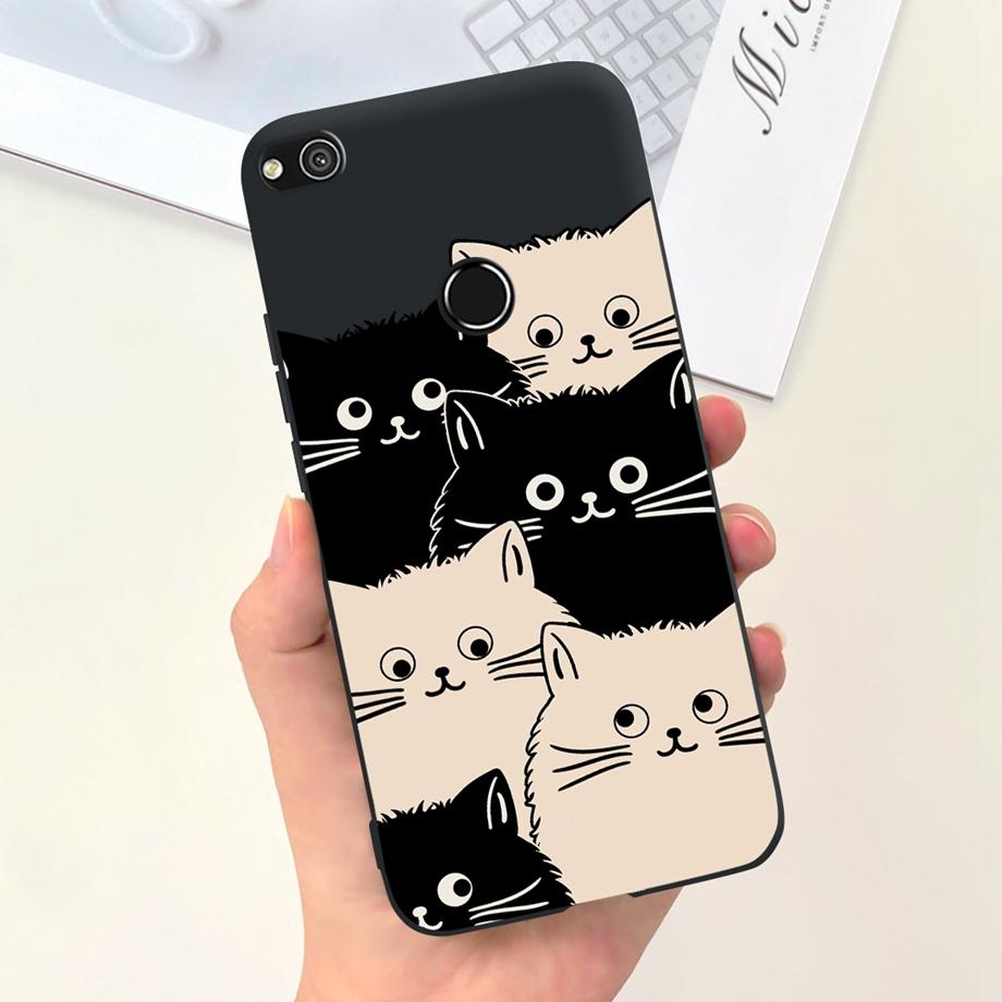 Für Huawei P8 Lite 2017 2015 Hülle P9 Lite 2017 Huawei GR3 2017 Honor 8 Lite Abdeckung Weiches Silikon Matt Süßigkeit Funda Schwarze Katze Ente