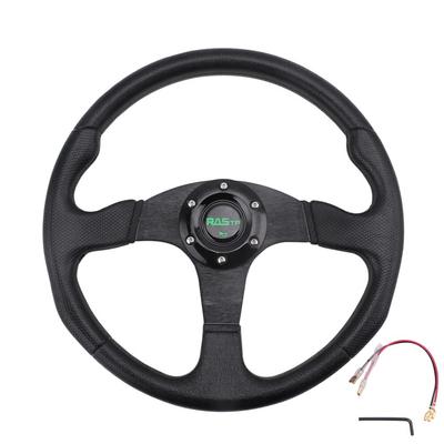 MUTEKI Lightweight Aluminum Steering Wheel with Horn Button (Black) - Universal Modification Accessory