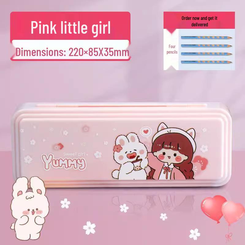 2024 High-Tech Multi-Functional Pencil Case with Multi-Layer Lock - Girls' Style
