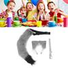 Cat Ears and Wolf Animal Tail Cosplay Costume Faux   Hair Clip Headdress Halloween Leather Neck Chocker Set Animal Cosplay Party Costume