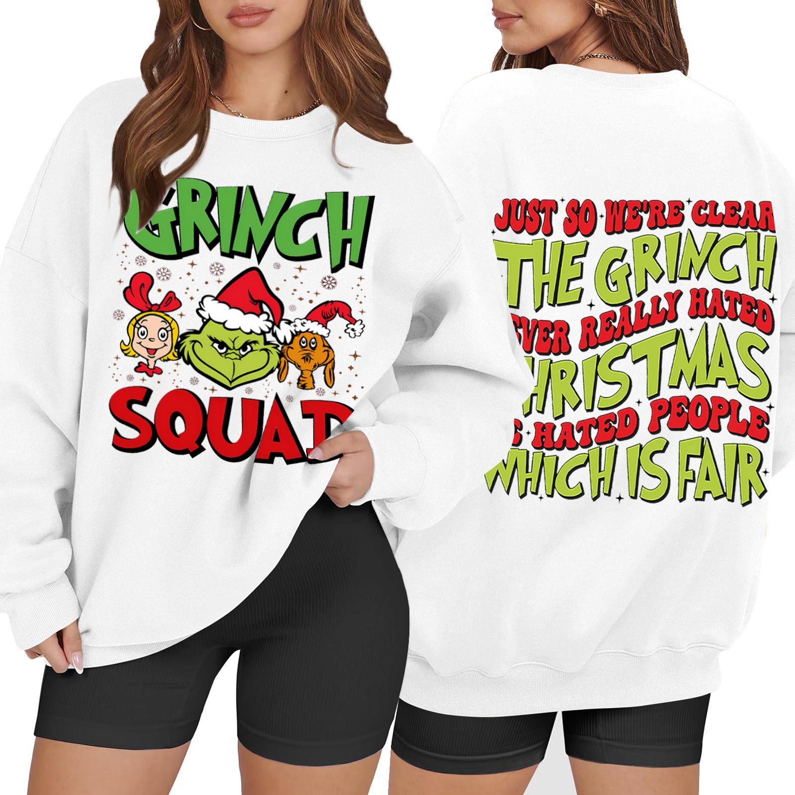 

Женская повседневная модная толстовка с длинным рукавом и рождественским принтом с круглым вырезом XL белый