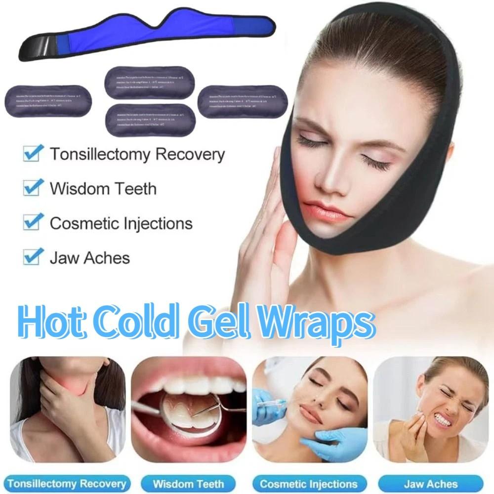 Elastic Facial Ice Pack Wraps Relieve Swelling 4 Ice Packs with Adjustable Wrap  Tooth Extraction